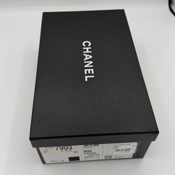 Chanel Black Lambskin Patent Ankle Charm Ballet Flats Brand New in Box Size 38 - Picture 11 of 11